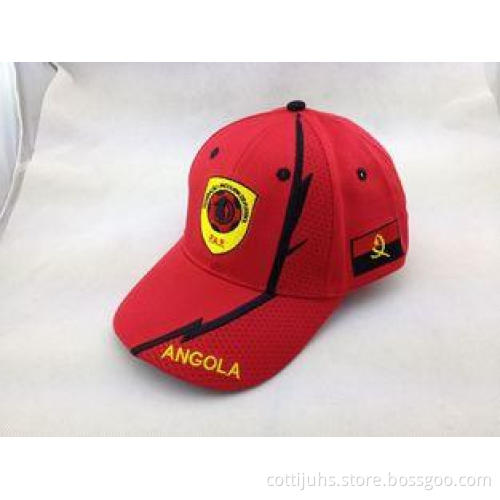 Plain Embroidered Red Cotton Baseball Cap with Antique Buck